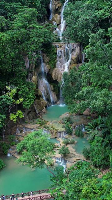 Kuang Si Falls, Colors Of Blue, Luang Prabang Laos, Laos Travel, Asia Trip, Breathtaking Scenery, Jungle Vibes, Luang Prabang, Relaxing Activities