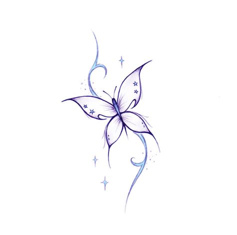 blue butterfly Realistic Butterfly Tattoo, Simple Butterfly Tattoo, Girl Neck Tattoos, Small Butterfly Tattoo, Butterfly Tattoos For Women, Daughter Tattoos, Butterfly Tattoos, Butterfly Tattoo Designs, Tattoos For Daughters