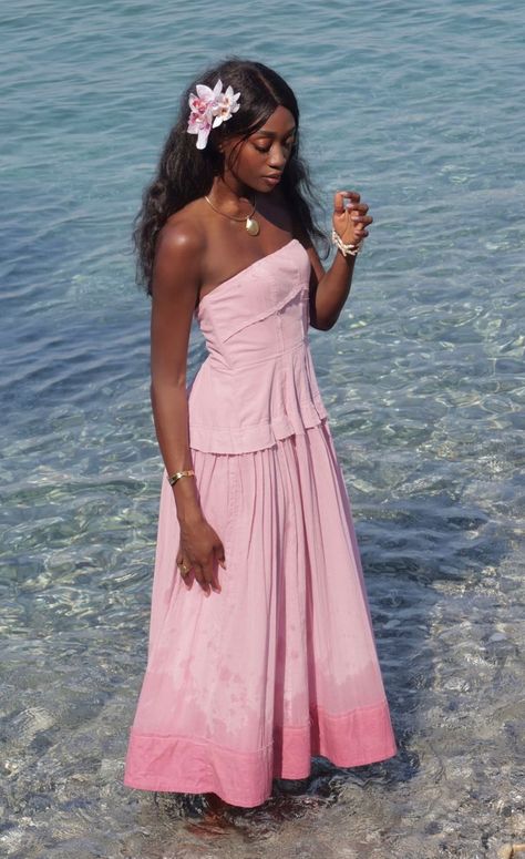 Black Woman Summer Aesthetic, Ethereal Summer Aesthetic, Flowy Dress Black Woman, November Beach Outfit, Dominican Republic Outfits Black Women, Gabriellecore Aesthetic, Holiday Inspo Outfits, Feminine Energy Aesthetic Outfit, Black Girls In Dresses