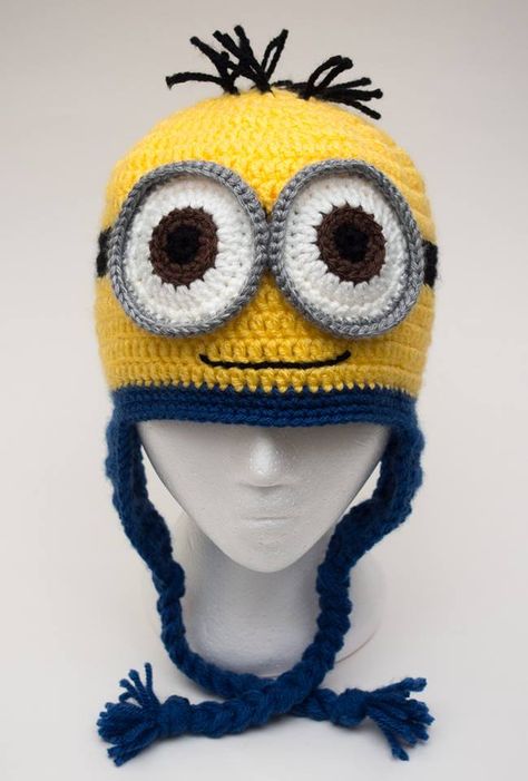 Minion Hat Crochet, Crochet Minion Hat, Minion Crochet Patterns, Minion Crochet Hat, Crochet Minion, Minion Hat, Purple Minions, Crochet Character Hats, Minion Hats