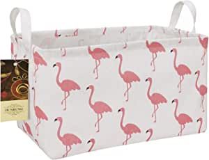 HUNRUNG Rectangle Storage Basket Cute Canvas Organizer Bin for Pet/Children Toys, Books, Clothes Perfect for Rooms/Playroom/Shelves (Flamingo) Canvas Organizer, Playroom Shelves, Flamingo Nursery, Clothes Washing, Pink Basket, Collapsible Storage Bins, Flamingo Gifts, Large Storage Baskets, Kid Toy Storage