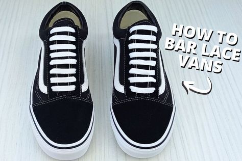 Bar Lacing Vans Tutorial Bar Lace Shoes How To, How To Lace Vans Old Skool, Lattice Lacing Shoes, Ways To Lace Vans, Shoelace Designs, Laces Ideas, How To Lace Vans, Windows Ideas, Ways To Lace Shoes