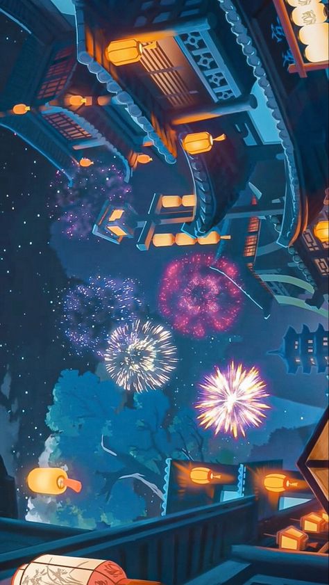 Fireworks Anime Aesthetic, Anime Fireworks Background, Fireworks Anime Wallpaper, Anime Fireworks, Fireworks Anime, Firework Games, Cozy Anime, Seasonal Wallpaper, Anime Rpg