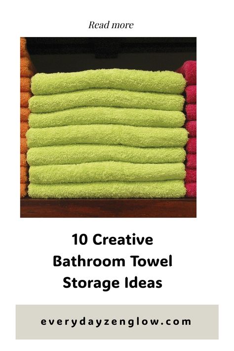 Stacked green and pink towels in a wooden shelf. Bathroom Towel Holder Ideas, Diy Towel Holder, Bathroom Towel Storage Ideas, Towel Storage Ideas, Bathroom Towel Racks, Bathroom Diy Organization, Storage Solutions For Small Spaces, Small Bathroom Solutions, Bathroom Shelving Unit