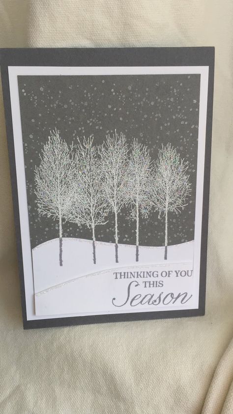 Xmas Cards Handmade, Winter Karten, Stampin Up Weihnachten, Stamped Christmas Cards, Winter Woods, Wood Card, Beautiful Christmas Cards, Homemade Christmas Cards, Stampin Up Christmas Cards