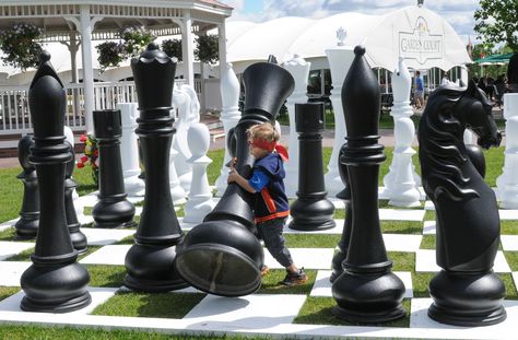 Giant Chess Anyone??? Located by the Meadows on the Green, come out an enjoy a game or two. #sprucemeadows Chess Birthday, Outdoor Yard Games, Giant Chess, Popup Shop, Chess Sets, Yard Games, Backyard Games, Graduation Project, Plot Twist