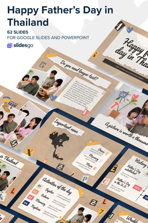 Happy Father’s Day in Thailand About Father, Family Collage, Scrapbook Template, School Jobs, Creative Scrapbook, Presentation Layout, Power Point Template, Scrapbook Templates, Google Slides Themes