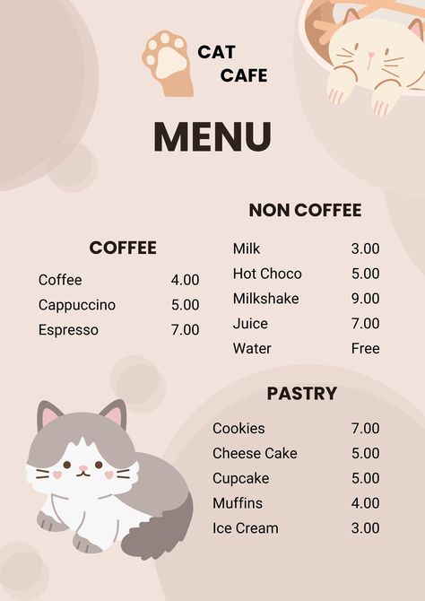 Cat Cafe #banner #icon Cat Cafe Menu Design, Cat Cafe Business Plan, Cat Cafe Bloxburg, Cute Coffee Shop Names, Cat Cafe Menu Ideas, Cute Bakery Aesthetic, Food Logo Ideas Creative, Cat Coffee Shop, Food Logo Ideas