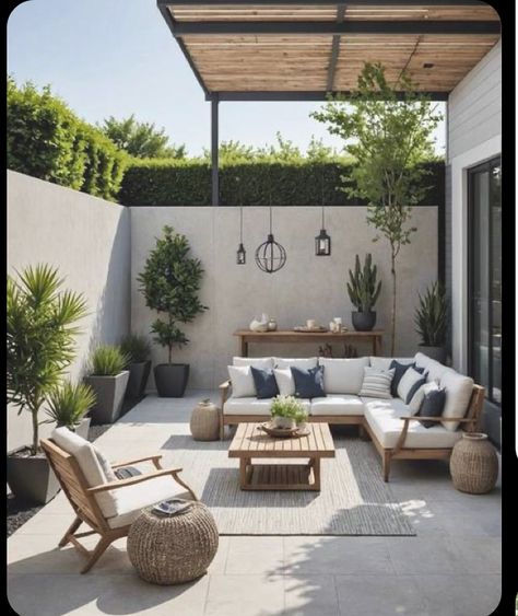 Small Outdoor Living Space Design, Terrace Designs Outdoor, Outdoor House Garden, Mexican Modern Backyard, Garden Patio Furniture Ideas, Beautiful Patio Ideas, Small Terrace Ideas Outdoors, Backyard Terrace Ideas, Outside Terrace Ideas