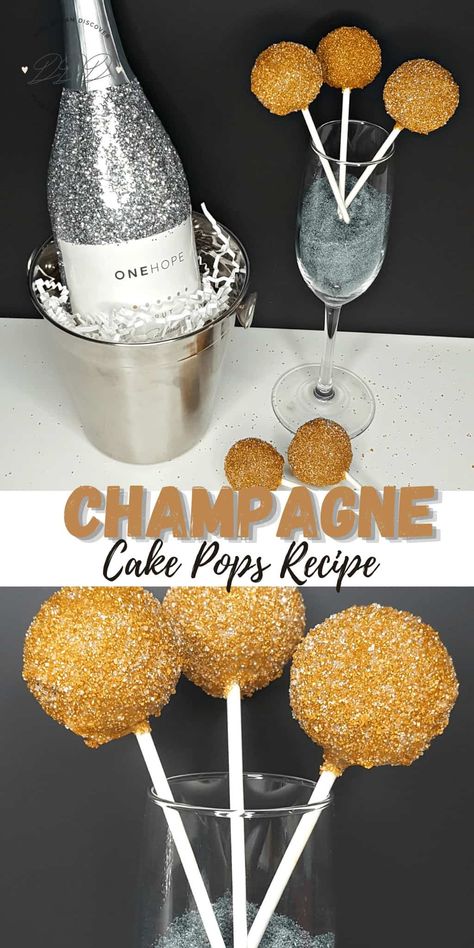 Champagne Cake Pops Recipe - Dine Dream Discover Bridal Cake Pops, Champagne Cake Pops, Cake Pops Ideas, Cake Cake Pops, Cake Pops Recipe, Bridal Cake, New Year's Desserts, Bridal Shower Champagne, Champagne Chocolate