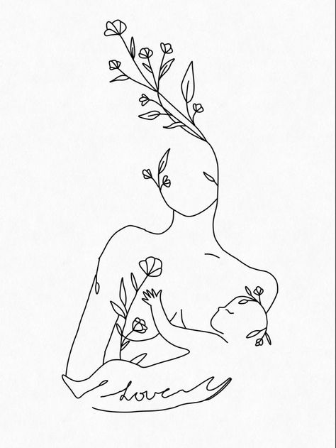 Pin by Emily Watson on Black&White | Line art drawings, Outline art, Breastfeeding art Small Mom And Son Tattoos, Doula Tattoo Ideas, Motherhood Painting Easy, Midwife Drawing, Midwife Tattoo Ideas, Baby Face Outline Tattoo, Things To Draw For Your Mom, Baby Profile Tattoo, Midwifery Tattoo