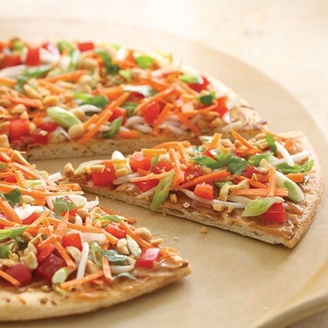 Pampered Chef Veggie Pizza, Vegetable Pizza Recipe, Veggie Pizza Appetizer, Thai Pizza, Vegetable Pizza Recipes, Veggie Pizza Recipe, Pampered Chef Stoneware, Healthy Version, Pampered Chef Recipes