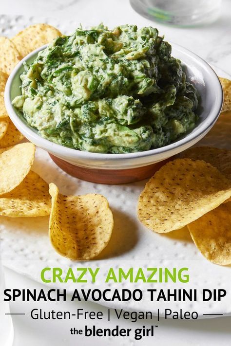 This spinach avocado dip with tahini is a more exotic take on traditional guacamole, and is super easy to throw together in your food processor. It's fantastic served with veggie sticks, tortilla chips, and crackers, or slathered on sandwiches and wraps. Make it for your next holiday party! #veganspinachavocadotahinidip #appetizer Spinach Avocado Dip, Standard Process Cleanse Recipes, Sandwiches And Wraps, Veggie Sticks, Spinach Avocado, Avocado Dip, Vegan Dip, Standard Process, Creamy Spinach