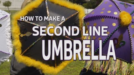 Second Line Umbrella, Madi Gras, Second Line Parade, Mardi Gras Crafts, Mardi Gra, Umbrella Decorations, Small Umbrella, Mardi Gras Parade, Mardi Gras Costumes