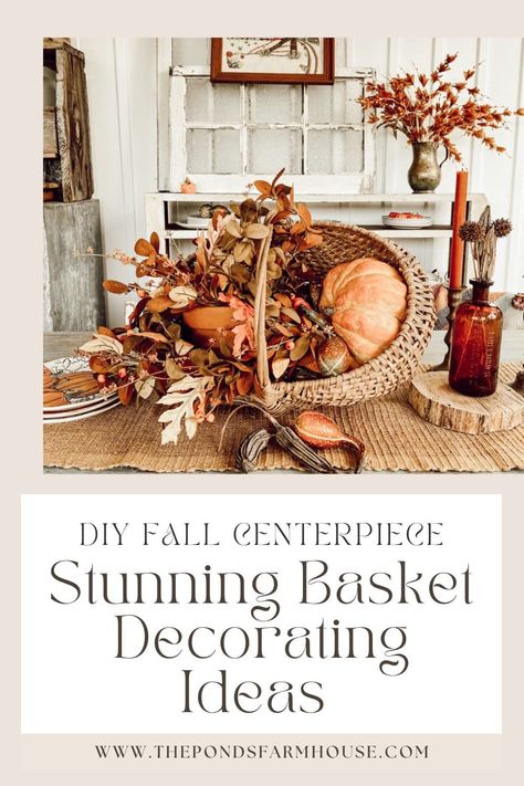 Fireplace Basket Decor, Fall Basket Decor, Basket Decorating Ideas, Fall Basket Ideas, Fireplace Basket, Fall Baskets, Fall Basket, Fall Fireplace Decor, Floral Candle Rings