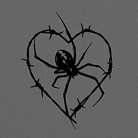 Spider With Heart Tattoo, Heart Web Spider Tattoo, Gothic Heart Tattoo, Barbed Wire Heart Spider Tattoo, Dark Spider Tattoo, Devil Heart Tattoo, Spider Gothic Tattoo, Dark Tattoo, Heart Tattoo