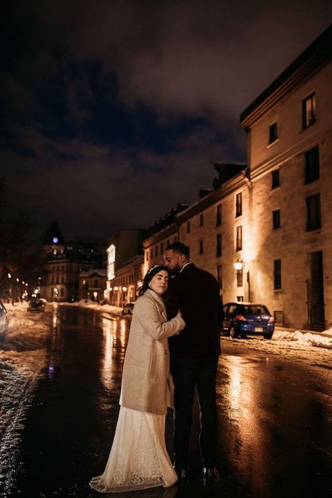 This picture is the perfect way to end a wedding shoot! Emotional street light strolls to reflect on an amazing day. Click the link to check out more pictures from this special day and follow for more | The Montreal Wedding Photographer, Aliza Dworkind Photography, Montreal Quebec Wedding Photography, Wedding Day, Winter Elopement, Wedding Inspo, Bride & Groom, Happy Couple, Outdoor Wedding, Street Lights, Montreal Old Port, Night Wedding, Aesthetic Street, Candid, Wedding Dress Tuxedo, Romantic Montreal Old Port, Romantic Night Wedding, Night Wedding Photography, Quebec Wedding, Private Helicopter, Wedding Pricing Guide, Montreal Wedding, Old Montreal, Winter Elopement