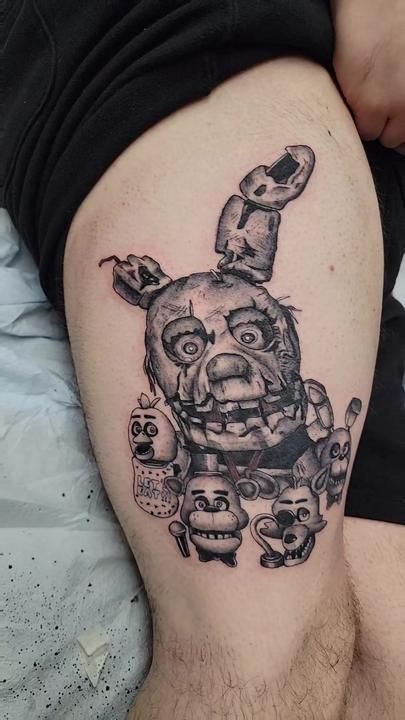 Simple Fnaf Tattoos, Five Nights At Freddy's Tattoo, Bonnie Tattoo, Freddy Tattoo, Fnaf Tattoo Ideas, Cutesy Tattoos, Fnaf Tattoo, Uicideboy Wallpaper, Spring Trap