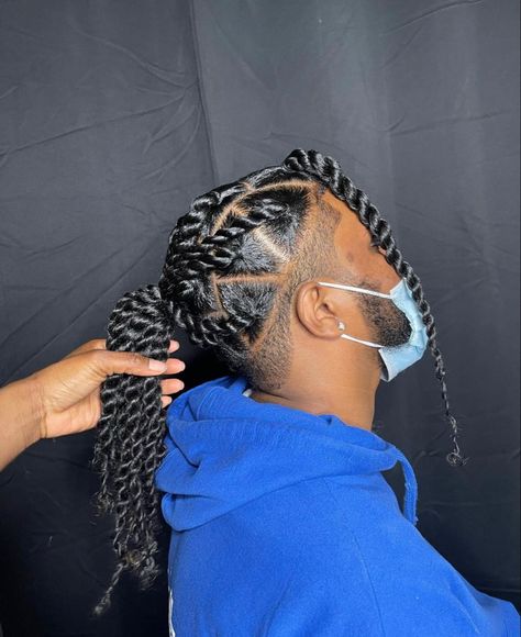 Braids For Mixed Men, Jumbo Twists Men, Long Twists Black Men Hair, Men Knotless Braids, Male Twists, Twist Braids Hairstyles Men, Men Braids Hairstyles, Men Twist, Mens Twists Hairstyles