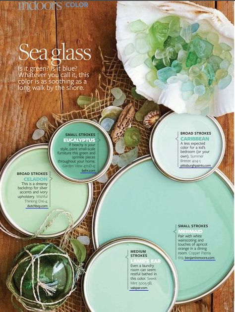 seaglass Design Ložnic, Sea Glass Colors, Revere Pewter, Paint Color Schemes, Decorating Diy, Glass Paint, Color Crush, Summer Breeze, Beach Inspired