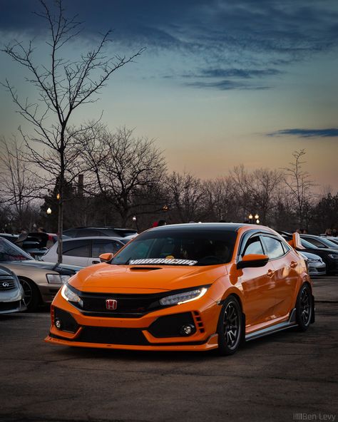 Orange FK8 Honda Civic Type-R - BenLevy.com Fk8 Type R, Honda Hatchback, Honda Type R, Board Collage, Honda Civic Car, Honda Civic Sport, Civic Car, R34 Gtr, Car Deco