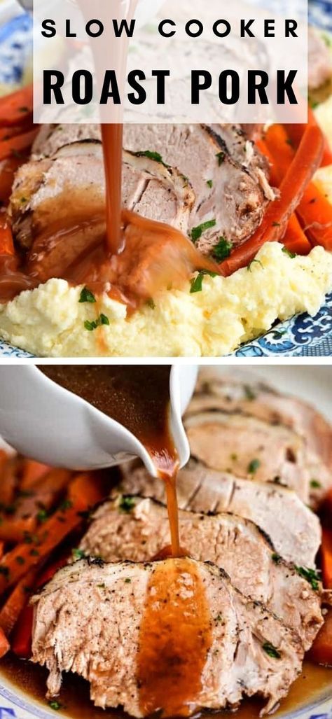 Pork Loin Recipes Slow Cooker, Slow Cooker Recipes Family, Slow Roast Pork, Slow Cooker Christmas, Cooking Pork Roast, Pulled Pork Recipe Slow Cooker, Slow Cooker Pork Loin, Pork Loin Recipe, Slow Cooker Pork Roast