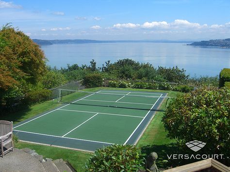 Backyard Pickleball Court Home Pickleball Court, Backyard Pickleball Court, Basketball Court Backyard, Backyard Basketball, How To Play Tennis, Outdoor Basketball Court, Pickleball Courts, Basketball Goals, Pickleball Court