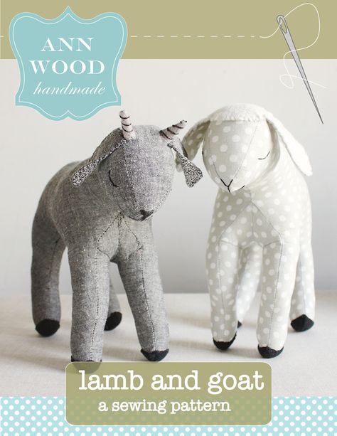 I'm so happy to finally publish this pattern! I hope you enjoy it. A dear little lamb and goat to sew.  What's cuter than baby lambs and goats - nothing- absolutely nothing. Please meet Smokey and ... Goat Pattern, Animals Crafts, Ann Wood, Pattern Sheets, Animal Sewing Patterns, Sewing Stuffed Animals, Animals Toys, Creation Couture, Animal Patterns