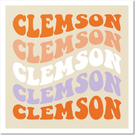 Clemson Wallpaper, Clemson Decor, Vintage Aesthetic Design, Clemson Basketball, College Canvas, College Relationships, Retro Vintage Aesthetic, Clemson Fans, Art Book Fair