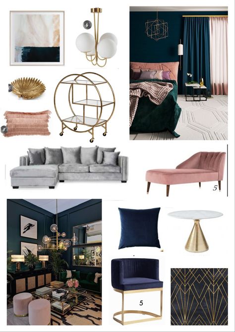 Art Deco Mood Board | Art deco living room, Color palette interior design,  Art deco interior living room Mood Board Art, Contemporary Art Deco Interior, Art Deco Interior Living Room, Living Room Color Palette, Art Deco Mood Board, Color Palette Interior, Artdeco Interiors, Modern Art Deco Interior, Interior Art Deco