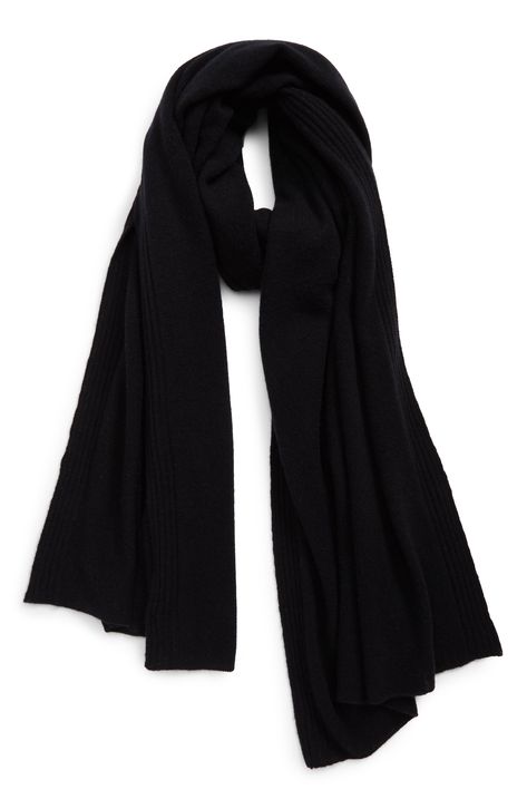 Halogen® Cashmere Scarf available at #Nordstrom Long Edges, Paparazzi Fashion, Cashmere Scarf Women, Cable Scarf, Scarf Style, Kawaii Accessories, Original Characters, Black Scarf, Womens Cashmere