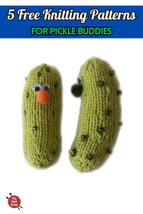 5 Free Knitting Patterns For Pickle Buddies - The Knit Crew Knitted Pickle Pattern, Pet Sweaters, Knit Toys, Cute Blankets, Doll Wardrobe, Free Knitting Patterns, Crochet For Boys, Toys Dolls, Pet Fashion