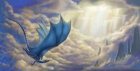 Blue dragon in flight Dragon Flying, Cool Dragons, Dragon Rider, Dragon Pictures, White Dragon, Dragon Artwork, Blue Dragon, Mythological Creatures, Fantasy Dragon