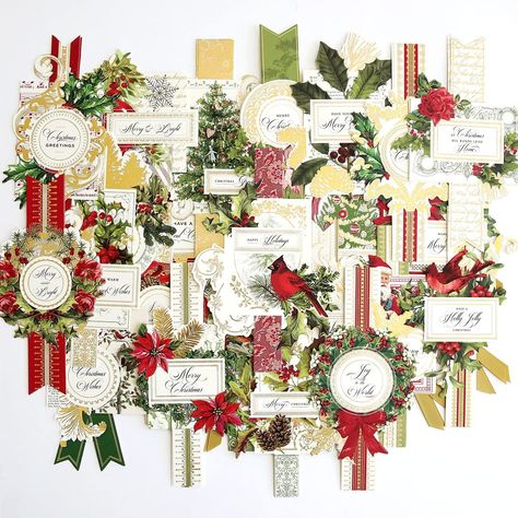 48 card toppers - beautiful designs! Anna Griffin Christmas, Anna Griffin Christmas Cards, Handmade Christmas Cards, Christmas Ephemera, Christmas Collage, Christmas Sentiments, Anna Griffin Cards, Card Making Kits, Vintage Card