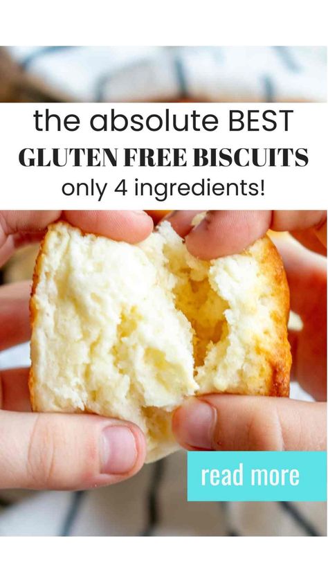 Try our delicious Gluten Free Biscuits! They are so fluffy, soft and easy to make with only 4 ingredients. Everyone will love them! Make sure to try them out and save this recipe for future use. Gluten Free Flaky Biscuits, 4 Ingredient Gluten Free Biscuits, Gluten Free Biscuits Easy Almond Flour, Easy Gluten Free Biscuit Recipe, Gluten Free Breakfast Biscuits, Healthy Gluten Free Biscuits, Gluten Free Butter Biscuits, 4 Ingredient Biscuits, Gf Buttermilk Biscuits