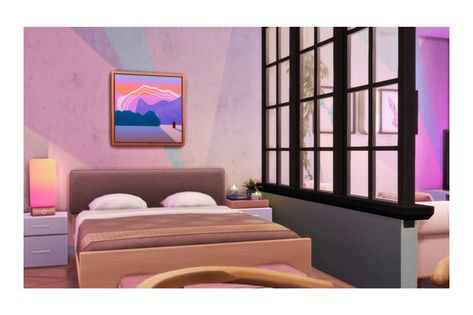 Sims 4 Apartment 1313 21 Chic Street, Sims 4 Penny Pizzazz Apartment, Penny Pizzazz Apartment, Sims 4 Studio Apartment, Penny Pizzazz, Sims 4 Studio, Mcm House, Apartment Renovation, Sims 4 Houses