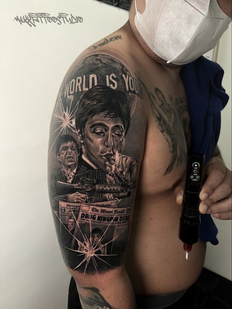 Scarface Tattoo, Mangas Tattoo, Gray Tattoo, Wife Tattoo, Grey Tattoo, Word Tattoos, Black And Grey Tattoos, To Share, Black And Grey