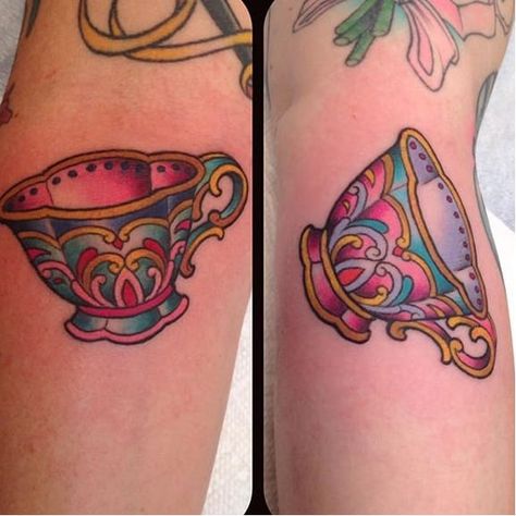 Kim Saigh, Tea Cup Tattoo, Tattoo Friends, Friends Tattoos, Tea Friends, Teacup Tattoo, Cup Tattoo, Matching Tattoo, Friend Tattoos