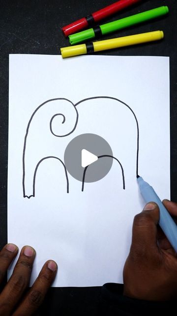 Sketch Of An Elephant, African Drawings Easy, Cute Elephant Doodle, Drawing Ideas For Preschoolers, How To Draw An Elephant Easy, Easy Drawings Elephant, How To Draw Kids Easy, Easy Drawing For Kids Cute, How To Draw Elephant For Kids