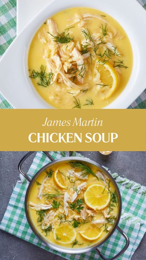 James Martin Chicken Soup Bay Leaf Recipes, Cream Of Parsley Soup, Chicken Recipes With Fresh Thyme, Lemon Rosemary Chicken Soup, Lemon Thyme Chicken Soup, Chicken And Leek Soup, Chicken Leek Soup, Parsley Soup, James Martin Recipes