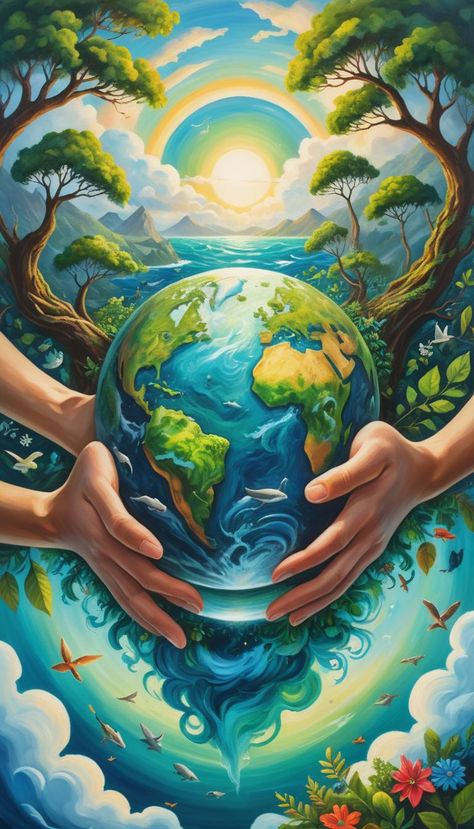 Save The Earth Painting, Protect Environment Art, Digital Poster Making, Save Mother Earth Poster, The Earth Drawing, Earth Day Drawing, Art Competition Ideas, Mother Earth Art, Biblical Artwork