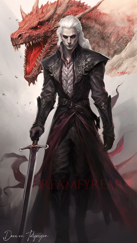 Daemon Targaryen Fan Art, Dragon Fantasy Art, Daeron Targaryen, The Traitors, Fantasy Story Ideas, Daemon Targaryen, Dragon Artwork Fantasy, Targaryen Art, Arte 8 Bits