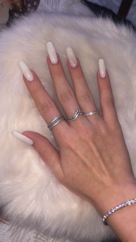 White Long Square Nails, Long Square Nails, Square Nails, Cute Nails, Milk, Nails, Square, White, Quick Saves