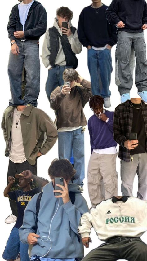 Outfit Collage Men, Skate Fits, Baggy Jeans Outfit, Guys Fits, Androgynous Style, Trendy Boy Outfits, Classy Outfits Men, Boys Style, Future Clothes