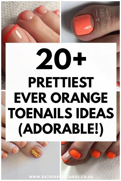 Best neon orange toe nails ideas and orange summer pedicure ideas plus best ombre peach glitter orange toenails ideas Orange Pedicure Ideas Summer, Burnt Orange Pedicure Toenails, Blue And Orange Pedicure, Cute Pedicure Ideas Fall, Pedicure Ideas Orange, Coral Toe Nails Pedicures, Peach Pedicure Toenails, Pedicure Spring 2023, Spring Pedicure Colors 2023