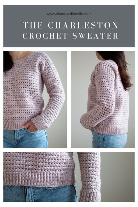 The Charleston Crochet Sweater will be a staple in your wardrobe! check out the free crochet pattern Free Jumper Crochet Pattern, Crochet Top Down Sweater Free Pattern, Crochet Jumper Free Pattern, Crochet Sweater Pattern Free Women, Free Crochet Sweater, Crochet Pullover Pattern, Crochet Tunic Pattern, Crochet Sweater Free, Crochet Sweater Pattern