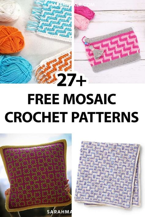 27 Free Mosaic Crochet Patterns (For All Skill Levels!) - Sarah Maker Free Mosaic Crochet Patterns, Mosaic Crochet Patterns, Dog Sweater Crochet Pattern, Dog Sweater Pattern, Patterns Printable, Crochet Dog Sweater, Crochet Mermaid, Mosaic Crochet, Rag Doll Pattern