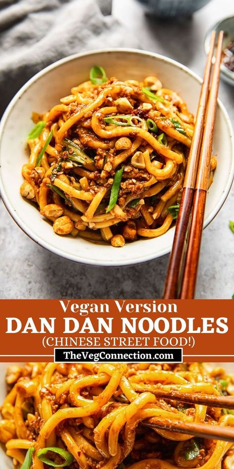 This vegan version of a Sichuan takeout legend keeps all the spice and savoury goodness of dan dan noodles while using a plant based meat substitute. Easy to make at home with easy-to-find ingredients make this a perfect copycat recipe! Dan Dan Noodles Recipe, Plant Based Meat, Noodles Chinese, Cabbage Side Dish, Vegan Meat Substitutes, Street Food Design, Chinese Street Food, Dan Dan Noodles, Whole 30 Meal Plan