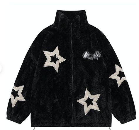 Mens Winter Jacket, Retro Summer Outfits, Star Jacket, Rabbit Fur Jacket, Couple Jacket, Embroidered Coat, Coat Women Fashion, Style Hip Hop, Polyester Jacket