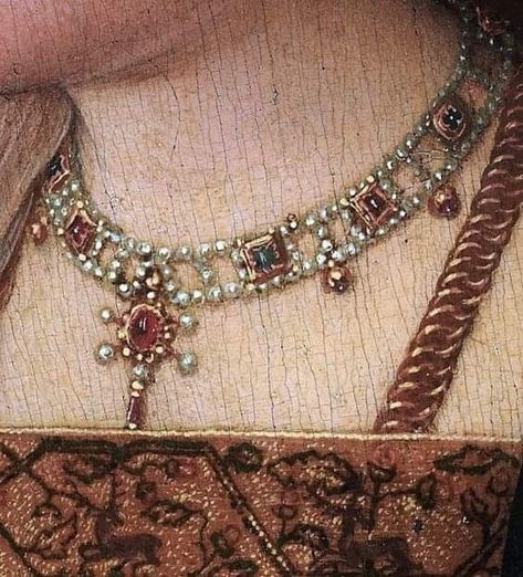 1400s Jewelry, 1500s Jewelry, 16th Century Aesthetic, 16th Century Jewelry, Tudor Jewelry, 16th Century Portraits, 16th Century Fashion, Medieval Necklace, Ancient Jewels